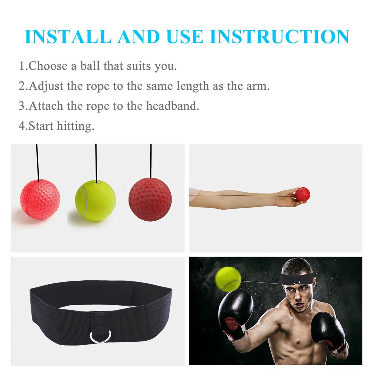 Boxing Reflex Ball Set 3 Difficulty Level Boxing Balls with Adjustable Headband for Punching Speed Reaction Agility Training