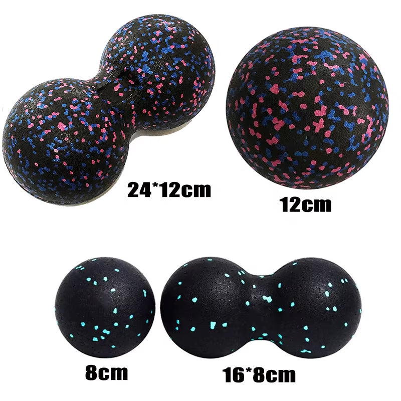 Peanut Fitness Massage Ball Set Yoga Roller Double Lacrosse Mobility Ball for Myofascial Physical Therapy Deep Tissue Massage