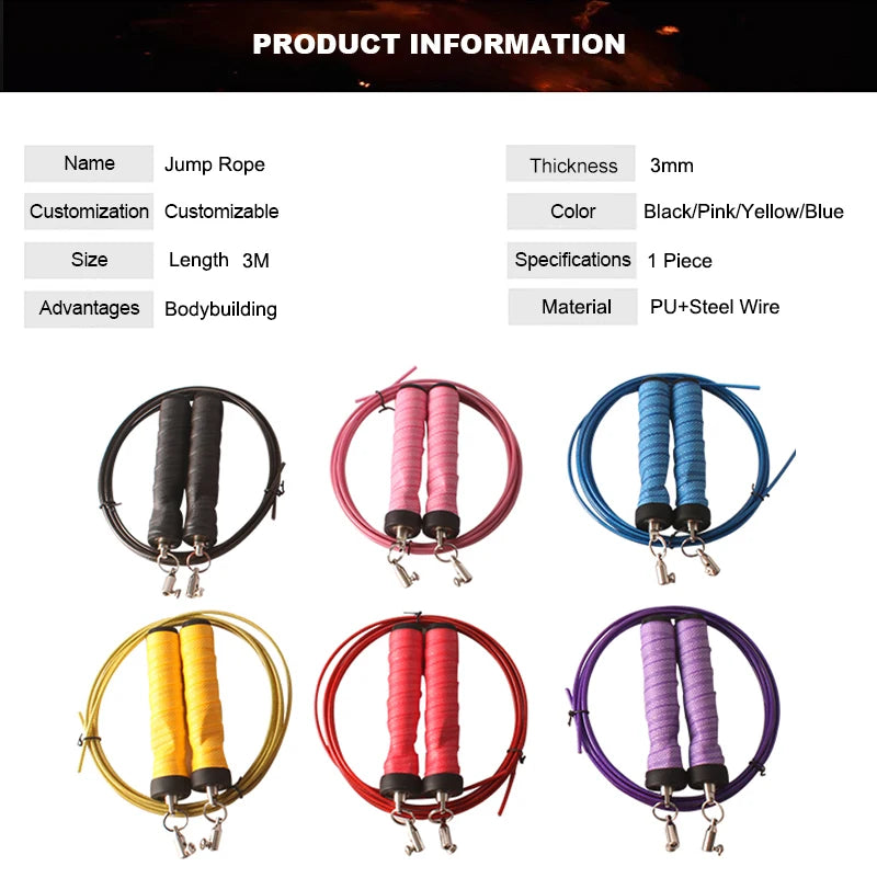 Adjustable Jump Rope for Fitness, Skipping Rope for Workout Training, Rapid Speed, Steel Wire, Exercise at Home, Sport Equipment